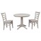 International Concepts Round 36 in Rd Extension Dining Table, 2 Emily Chairs, Washed Gray Taupe, 36 in W, 48 in L, Wood K09-36RXT-27B-C617-2 - alternate 1